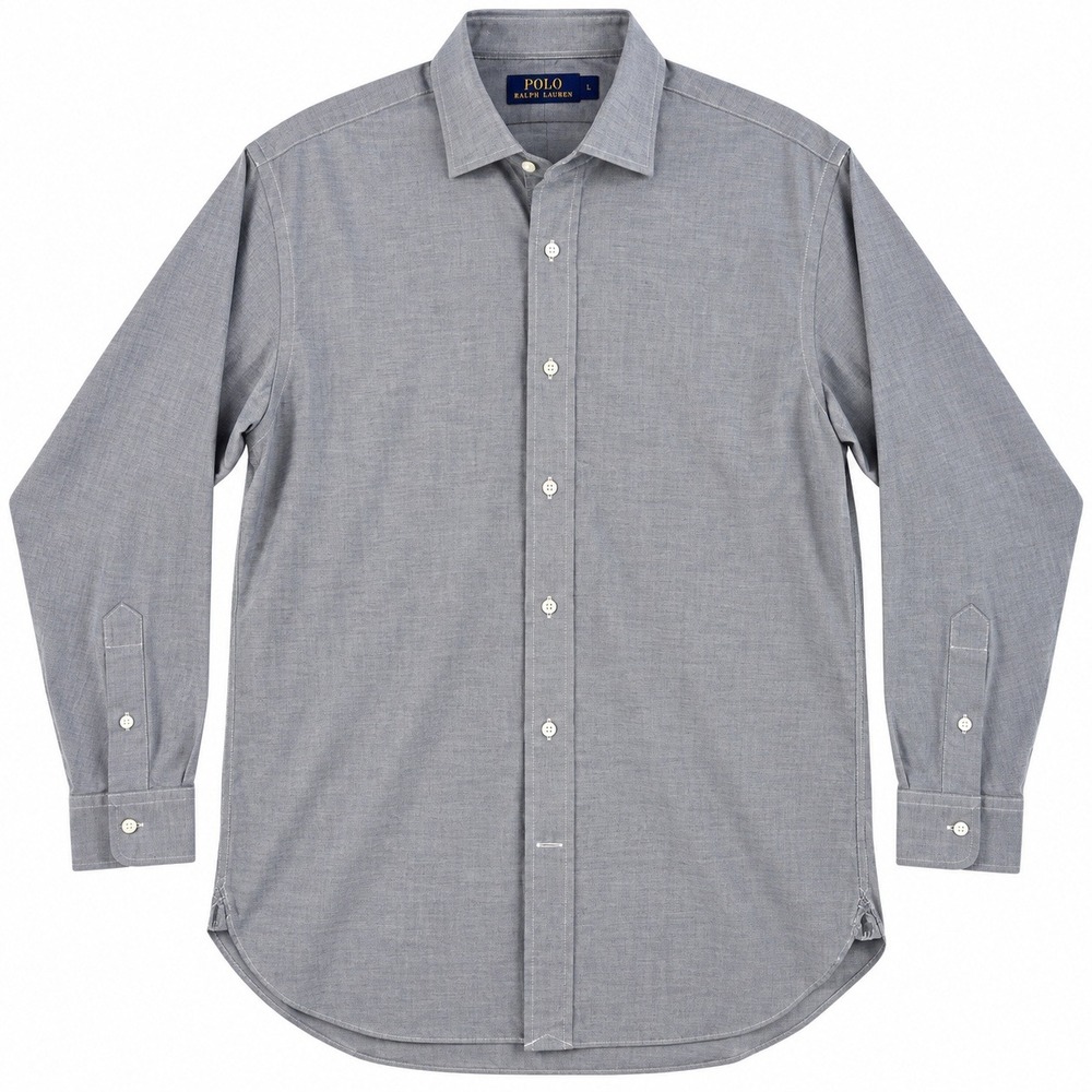 Polo Ralph Lauren Slim Fit Easy Care Grey Micro Pattern Dress Shirt 16 34/35